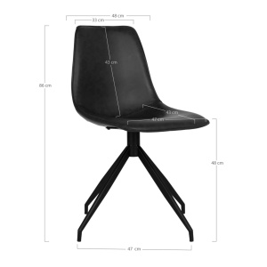 Scaun dining Monaco, Negru, 56x48x86 cm - Img 3