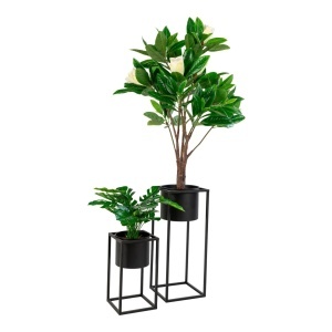 Set 2 piese Ghiveciuri de flori Marla, Negru, 19.5x19.5x50.5 cm - Img 4