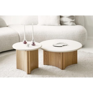 Set 2 piese Masute de cafea Motril, Alb, 80x80x45 cm