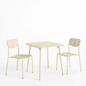Set 3 masa si scaune gradina, Deraby, Crem, 70x70x73 cm - Img 2