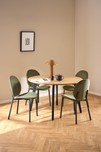 Set 5 piese Masa dining si Scaune Cadiz V7, Natural, 75x120x120 cm