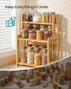 Suport pentru condimente, Bambou, Songmics, Natural, 41x18.6x53.5 cm - Img 4