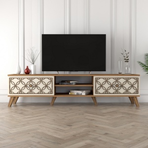 Έπιπλο TV Class-Walnut, Κρεμ