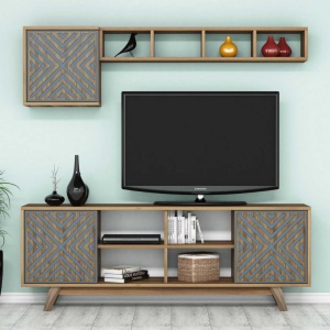 Έπιπλο TV İnci-Walnut, Blue