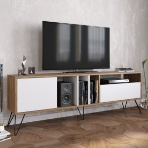 Έπιπλο TV Mistico Walnut-Μαύρο-Λευκό