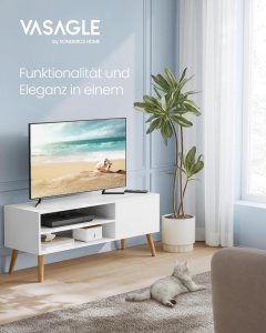 Έπιπλο TV, Vasagle, Λευκό, 120x40x49 cm
