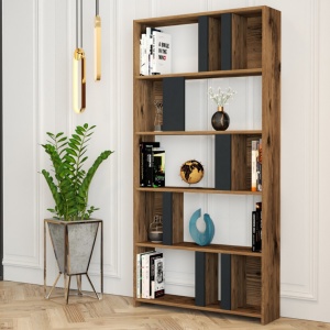 Βιβλιοθήκη Lima Walnut-Ανθρακί