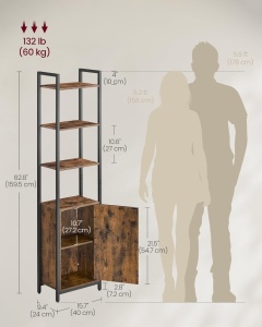Βιβλιοθήκη Καφέ Vasagle 40x24x159.5 cm - Img 3
