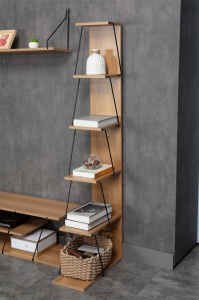 Βιβλιοθήκη mini Tars Sonoma - μαύρο 50x22x150 cm - Img 2