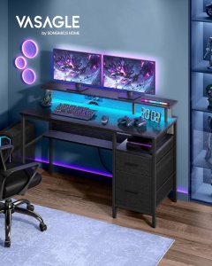 Γραφείο Vasagle Μαύρο, LED, 2 USB-A, 55 x 135 x 90 cm - Img 5