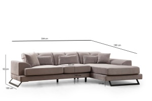 Γωνιακός Καναπές Frido Ανοιχτό Γκρι 109x304x92 cm - Img 8