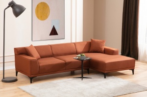 Γωνιακός Καναπές Petra Πορτοκαλί 145x250x69 cm - Img 3