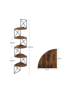 Γωνιακό ράφι, Vasagle, LLS851B01, Rustic Καφέ, 20 x 20 x 127 cm - Img 4