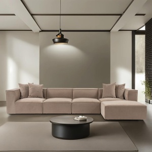 Δεξιός Γωνιακός Καναπές Sora Cappuccino 430x75x102 cm - Img 2