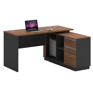 Δεξί γωνιακό γραφείο Oscar καρυδί - ανθρακί 160x140x76 cm
