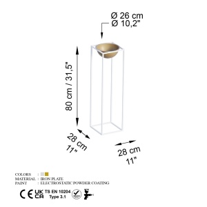 Διακοσμητική Γλάστρα GED020C Χρυσό 28x80x28 cm - Img 6