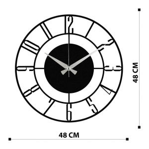Διακοσμητικό Μεταλλικό Ρολόι Τοίχου Enzoclock Μαύρο 48x48 cm - Img 6