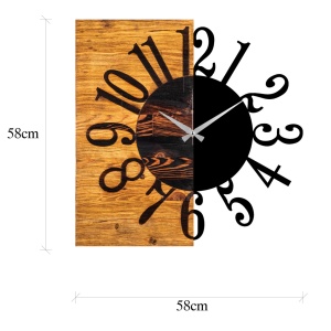 Διακοσμητικό Ξύλινο Ρολόι Τοίχου Wooden Καρυδί 58x3x58 cm - Img 6