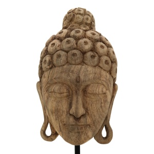 Διακοσμητικό Τραπεζιού Buddha Mask από φυσικό ξύλο μάνγκο και σίδερο 20x18.5x48.5 cm - Img 2