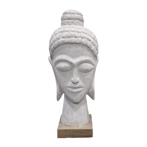 Διακοσμητικό άγαλμα Wevi bust Buddha λευκό ξύλο μάνγκο 17x11.5x41 cm