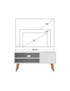 Έπιπλο τηλεόρασης, Vasagle, LTV09WT, Λευκό, 110 x 40 x 49 cm - Img 5