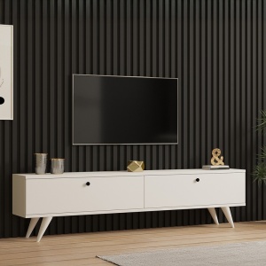 Έπιπλο TV Jate, Pako World, Λευκό, 160x25x40 cm - Img 2