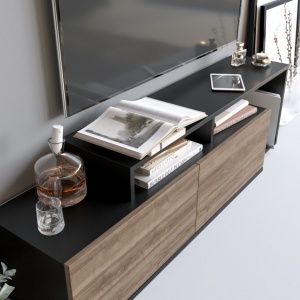 Έπιπλο TV Nexera-Μαύρο, Walnut - Img 3