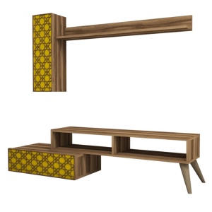 Έπιπλο TV Planet-Walnut, Yellow - Img 5