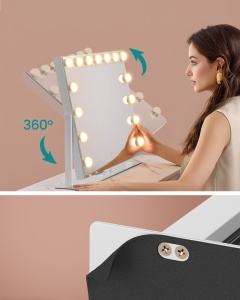 Καθρέφτης μπουντουάρ και μακιγιάζ V1 LED Songmics Λευκό 62.5x10x45.8 cm - Img 4