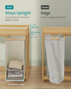 Καλάθι απλύτων Κρεμ Songmics 97.9x33x78 cm - Img 6