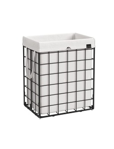 Καλάθι απλύτων, Songmics, 90L, Λευκό / Μαύρο, LCB190W01, 48 x 33 x 58 cm