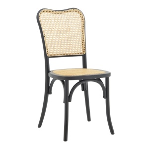 Καρέκλα Zozele ρατάν φυσικό pe ξύλο μαύρο 45x51x88 cm