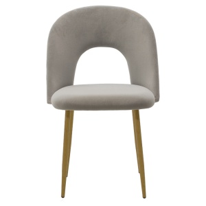 Καρέκλα Jonah βελούδο γκρι - πόδια φυσικό χρώμα ξύλου 55x57x87 cm - Img 4