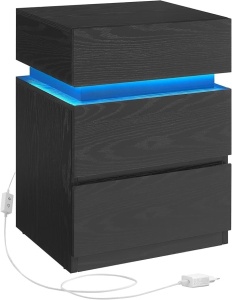 Κομοδίνο με LED Vasagle Μαύρο 40x35x55 cm