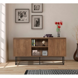 Κονσόλα Zela Walnut-Μαύρο