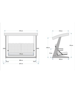 Κούνια Κήπου 3 Θέσεων Viva 2400, Ανθρακί, 237x100x175 cm - Img 11