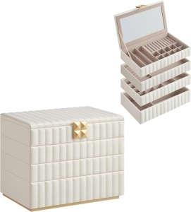 Κουτί Κοσμημάτων Songmics Λευκό 28x17x20.5 cm
