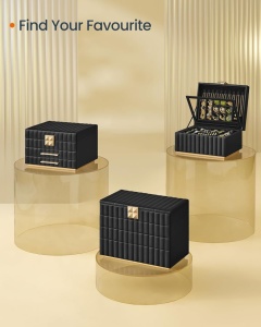 Κουτί Κοσμημάτων Songmics Μαύρο 24x21.5x15.8 cm - Img 6