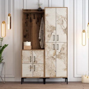 Κρεμάστρα Εισόδου Berlin BA - Walnut, Λευκό Marble