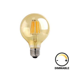 Λαμπτήρας LED G95 Dimmable 4W E27 200-220V, Amber, 8x8x12 cm