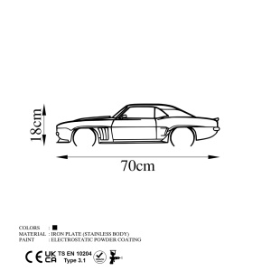 Μεταλλικός πίνακας Chevrolet Μαύρο 70x18 cm - Img 5