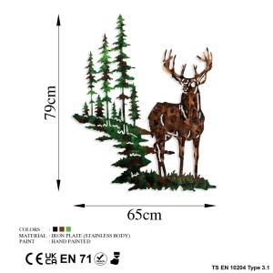 Μεταλλικός πίνακας Deer Πολύχρωμος 65x79 cm - Img 7