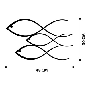 Μεταλλικός πίνακας Fish Μαύρο 50x30 cm - Img 6
