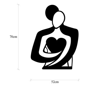 Μεταλλικός πίνακας Love Μαύρο 70x0.15x52 cm - Img 6