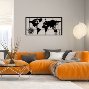 Μεταλλικός πίνακας World Μαύρο 121x60 cm - Img 2