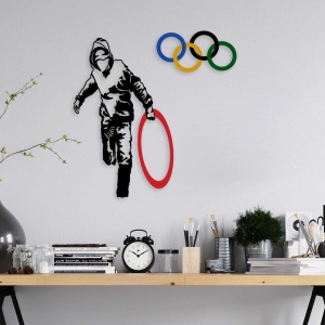 Μεταλλικός πίνακας Banksy Πολύχρωμος 62x61 cm