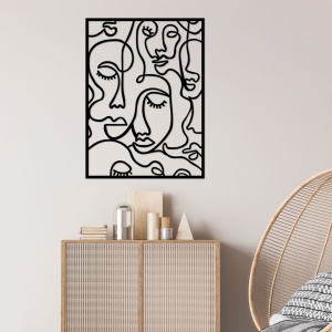Μεταλλικός πίνακας Faces Μαύρο 52x70 cm
