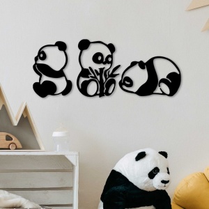 Μεταλλικός πίνακας Pandas Μαύρο 18x26 cm