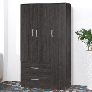 Ντουλάπα Zelia με 2 Πόρτες και Συρτάρια Χρώμα wenge90x42x180cm - Img 3