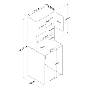 Ντουλάπι για Πλυντήριο Ρούχων KD101 Καρυδί 65x183.6x60 cm - Img 8